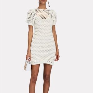 Something Navy Crochet Dress with floral appliqués. Size XS